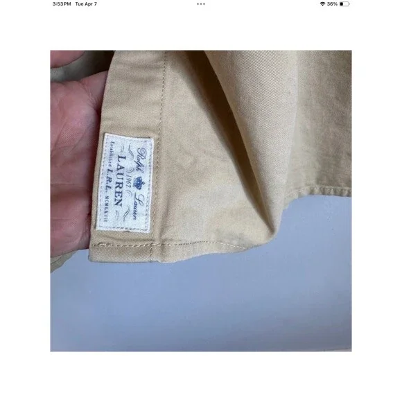 Ralph Lauren Shirt Dress Small Belted Button Front Khaki Tan Cotton Safari EUC - Picture 3 of 8
